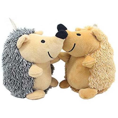 Umiee Plush Squeak Toys for Small Dogs and Puppy Pet Bite Chew Toys with Squeakers Small Stuffed Dog Toys 2 Pack Hedgehog