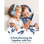 Mpow CH8 Kids Headphones with Microphone (2-Pack), Wired On-Ear Headsets with Safe Volume Limited 91dB, Foldable Durable Earphones w/Audio Splitter for Boys/Girls/Toddlers/Children/School/Travel/Plane