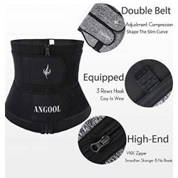 ANGOOL Neopren Sweat Waist Trainer Corset for Women Weight Loss with YKK Zipper,Trimmer Belt Body Shaper Cincher