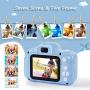 hyleton Digital Camera for Kids, 1080P FHD Kids Digital Video Camera with 2 Inch IPS Screen and 16GB SD Card for 3-10 Years Boys Girls Gift (Light Blue)