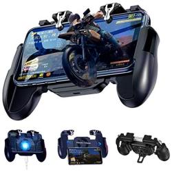 PUBG Mobile Game Controller, LEIZHAN Gamepad Grip Game Trigger Joystick with Cooling Fan for 4.7-6.5 Inch Android & iOS Phones (Upgraded Version)