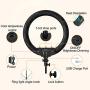 18 Inch Ring Light with Tripod Stand YouTube LED TikTok Ringlight Kit Color Temperature 3200K to 5500K Makeup Ringlights with Phone Holder Remote Carry Bag Camera Cellphone Video Shoot Selfie Portrait