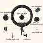18 Inch Ring Light with Tripod Stand YouTube LED TikTok Ringlight Kit Color Temperature 3200K to 5500K Makeup Ringlights with Phone Holder Remote Carry Bag Camera Cellphone Video Shoot Selfie Portrait