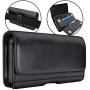 De-Bin iPhone 11, 11 Pro Max, iPhone Xs Max, XR, 7 Plus 8 Plus 6s Plus Holster, Leather Belt Case with Clip Cell Phone Pouch Belt Holder for iPhone 11/11 Pro Max (Fits Phone w/Otterbox Case on)