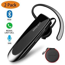 Link Dream Bluetooth Earpiece for Cell Phone Hands Free Wireless Headset Noise Cancelling Mic 24Hrs Talking 1440Hrs Standby Compatible with iPhone Samsung Android for Driver Trucker (2 Pack)