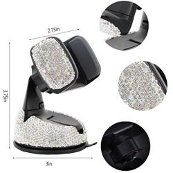 Radish Stars Adjustable Strong Sticky Dashboard Car Phone Mount Crystal Rhinestone Phone Holder, White