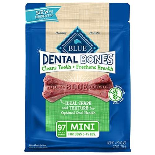 Blue Buffalo Dental Bones Natural Adult Dental Chew Dog Treats Mini 27oz bag Value Pack