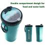 LIFE4FUN Dog Water Bottle for Walking and Food Container 2 in 1 with Dog Water Bowl Collapsible, Travel Dog Water Dispenser for Pets, (XL Size, Blue)