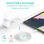 18W USB C Fast Charger for 2020/2018 iPad Pro 12.9 Gen 4/3, iPad Pro 11 Gen 2/1, Google Pixel 4 Pixel 3 Pixel 2 XL Pixel 3A XL 2XL 3XL 4XL, Foldable Plug, LED, with 6.6ft USB C to C Charging Cord