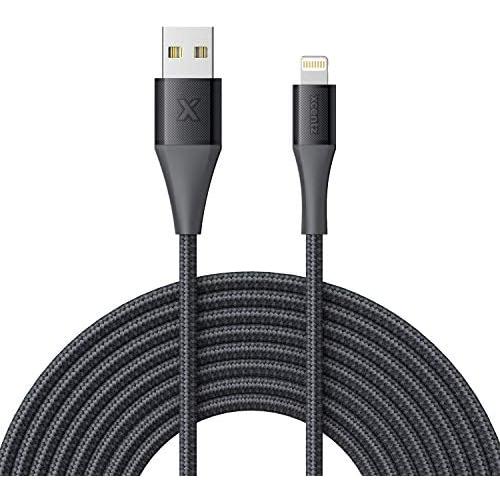 Xcentz iPhone Charger 10ft, Apple MFi Certified Lightning Cable, Braided Nylon High-Speed iPhone Cable with Premium Metal Connector for iPhone 11/X/XS/XR/XS Max/8/7/6/5S/SE, iPad Mini/Air, Black