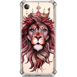 PHEZEN Case for iPhone XR Crystal Clear Case Floral Printed Ultra Slim Soft TPU Bumper Cushion Cover Anti-Scratch Transparent TPU Silicone Case for iPhone XR, Lion