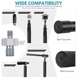 Neewer Portable 3 Sections Stretchable Handheld Microphone Boom Pole with Standard 5/8 inch-27 Threads and Adjustable Length from 3 feet to 8 feet (NW-7000)