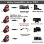 ENVEL Gaming Headset for PS4 with Mic,PC,Xbox One,Laptop,Surround Sound Over Ear Noise Cancelling Headphone with LED Lights Volume Control for Smartphone,Computer,Nintendo Switch(Black&Red)