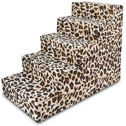 USA Made Pet Steps/Stairs with CertiPUR-US Certified Foam for Dogs & Cats by Best Pet Supplies - Animal Print, 5-Step (H: 22.5")