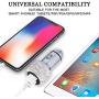 Quick Charge 3.0 Car Charger, SAVORI Bling Bling Handmade Crystal Rhinestones Dual USB Car Charger Adapter for iPhone, iPad Pro/Air 2/Mini, Samsung Galaxy Note9/8/S9/S9+, LG, Nexus, HTC, etc (White)