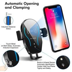 WALOTAR Wireless Car Charger-Cup Phone Holder Mount,Automatic Infrared Smart Sensor Clamping Qi 10W 7.5W Fast Universal Adjustable Cell Phone Wireless Charging Air Vent Cradle