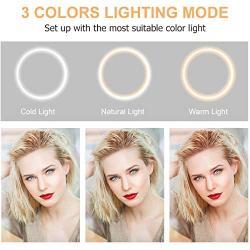 LED Ring Light - 10" Selfie Ring Light with Tripod Stand & Cell Phone Holder for Live Stream/Makeup, Dimmable Led Camera Beuty Ringlight for YouTube Video/Photography Compatible for iPhone and Android