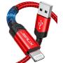 iPhone Charger Cable 6ft, JSAUX [Upgarded C89 Apple MFi Certified] Lightning Cable Nylon Braided USB Fast Charging Cord Compatible with iPhone 11 Xs Max X XR 8 7 6s 6 Plus SE 5 5s, iPad, iPod - Red