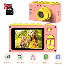 ShinePick Kids Digital Camera, Mini 2 Inch Screen Childrens Camera 8MP HD Digital Camera with Micro SD Card(Pink)