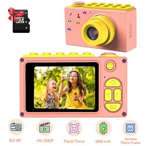 ShinePick Kids Digital Camera, Mini 2 Inch Screen Childrens Camera 8MP HD Digital Camera with Micro SD Card(Pink)