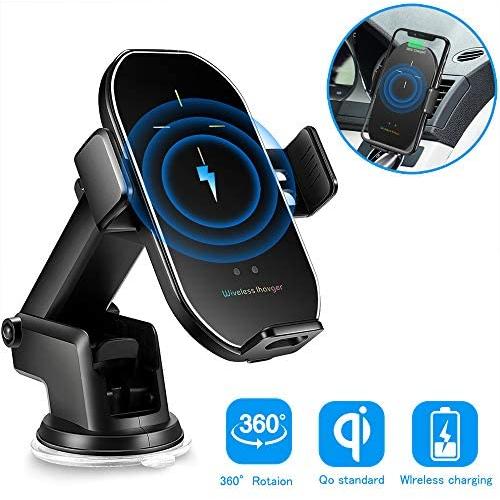 【2020 Version】 Wireless car Charger Mount 10W Qi Fast Charging Auto Clamping Car Mount Phone Holder Compatible iPhone 11 Pro Max/11 Pro/11/XS MAX/XS/XR/X/8P/8 Samsung S10+/ S10/S9+/S9/S8+/S8 (Silver)