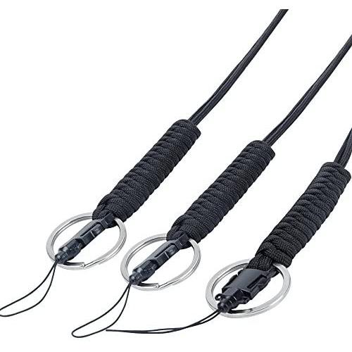 OMANDU Paracord Lanyard with Buckle & Keyring, Military Survival Heavy Duty Lanyard for Keys, Mobile Phone, Waterproof Case, Camera etc. 23.6 Inch Adjustable Webbing Lanyard[3 Pack ]