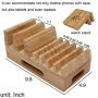 Pezin & Hulin Bamboo Charging Station Holder with 5 Port USB Charger, Watch Stand, 5 x Charge Cable, Wood Docking Stand Electronic Organizer for Multiple Devices, Phones, Tablets, Laptop and More