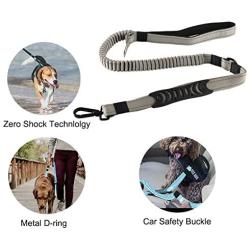 SKYMEE 5FT Bungee Dog Leash for Big Dogs, 5-in-1 Multifunction Shock Absorbing Reflective Leash with Car Seat Bucket, Double Padded Traffic Handle Extra Control for Dog Walking Running Training