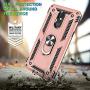LG Stylo 5 Case, LG Stylo 5 Plus Case, LG Stylo 5V Case with Tempered Glass Screen Protector [2Pack], Jshru Military Grade Protective Phone Case with Ring Car Mount Kickstand For LG Stylo 5X Rose Gold