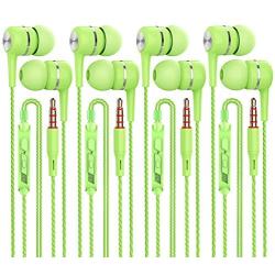 A12 Headphones Earphones Earbuds Earphones, Noise Islating, High Definition, Fits All 3.5mm Interface,Stereo for Samsung, iPhone,iPad, iPod and Mp3 Players (Green 4pairs)