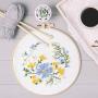 Chfine 3 Pack Embroidery Starter Kit with Pattern Cross Stitch Kit Including Embroidery Cloth with 3 Bamboo Embroidery Hoops, Color Threads and Tools Kit