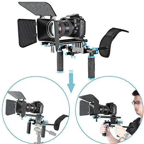 Neewer DSLR Movie Video Making Rig Set System Kit for Camcorder or DSLR Camera Such as Canon Nikon Sony Pentax Fujifilm Panasonic,Include:(1) Shoulder Mount+(1) 15mm Rail Rod System+(1) Matte Box