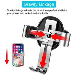 Gravity Car Phone Mount, iVoler Hands Free Auto Lock One Handed Air Vent Cradle Auto Release Cell Phone Holder One-Handed Design Compatible iPhone Xs MAX X 8 7 6 Plus Samsung S9 S8 S7 Note Sliver