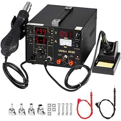 Happybuy 853D 3 in 1 Soldering Station 110V Hot Air Rework Station Digital Display Soldering Iron Station with Accessories Happybuy 853D 3 in 1 Soldering Station 110V Hot Air Rework Station Digital Display Soldering Iron Station with Accessories