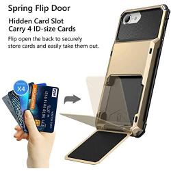 Vofolen Case for iPhone 6s 6 7 8 SE2 Case Wallet Credit Card Holder ID Slot Pocket Scratch Resistant Dual Layer Protective Bumper Rubber Armor Hard Shell Cover for iPhone 6 6s 7 8 SE 2020 (Gold)