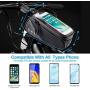 Intsun Bike Bag Bicycle Phone Front Frame Bag, Waterproof Bike Phone Mount Bag with Touch Screen Sun Visor, Large Capacity Phone Holder Fits Phones Below 7.5 Inches