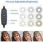 Rovtop Selfie Ring Light Cellphone Holder Ring Light Stand Live Stream Makeup, 3 Light Modes 10-Level Brightness 360 Rotating for iPhone Android Cell Phone, Black