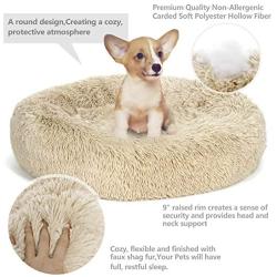 Nova Microdermabrasion Donut Dog Bed Calming Ultra Soft Shag Faux Fur Dog Bed Comfortable Donut Cuddler for Dogs and Cats,Self-Warming and Washable