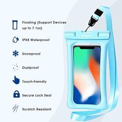 Mpow 084 Waterproof Phone Pouch Floating, IPX8 Universal Waterproof Case Underwater Dry Bag Compatible iPhone 11 Pro Max/XS Max/XR/X/8P/7P Galaxy S10/S9 Note 10/9 Google Pixel Up To 6.5" (Blue+Green)