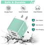 Power-7 USB Wall Charger, 2-Pack 2.1A Dual Port USB Plug Power Adapter Charging Block Charger Cube Compatible with iPhone 11/Xs/XR/X/8/7/6/Plus/5S, Samsung, LG, Moto, Android Phone (Green)