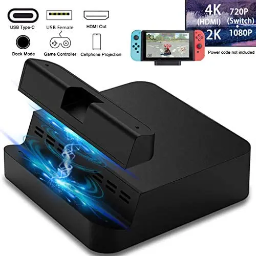 GuliKit Pocket TV Dock for Nintendo Switch, PD Protocol Avoids Brick, Hyper Trans for 1080P/2K/4K Projection, Magnet Transform Design, Supported Phone or Tablet, Charging Dock with Air Outlet (Black) GuliKit Pocket TV Dock for Nintendo Switch, PD Protocol Avoids Brick, Hyper Trans for 1080P/2K/4K Projection, Magnet Transform Design, Supported Phone or Tablet, Charging Dock with Air Outlet (Black)