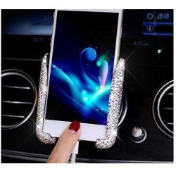 Siyibb Crystal Universal Car Phone Holder Gravity Car Air Vent Mobile Phone Mount - White