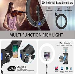 Ring Light with Remote Controller and Microphone Phone Holder for iPad,Pixel 19inch LED Selfie Ring Lights with LCD Display for Photography,Vlog, Makeup, YouTube,Facebook Live,Twitch and Blogging