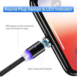 Crozziz Magnetic Charging Cable(2 Pack,10ft) 3 in 1 Cable,Compatible with Mirco USB, Type C Smartphone and iProduct Device(Black) …