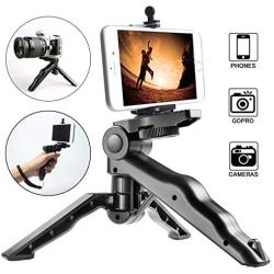 Ezavan Phone Tripod, Portable Handheld Pistol Grip Stabilizer for Camera/Cell Phone, Tabletop Mini Tripod with Universal Phone Clip for Selfies/Vlogging/Streaming/Photography/Recording