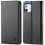 SHIELDON iPhone 11 Case, iPhone 11 Wallet Case, Genuine Leather Magnetic Cover Kickstand RFID Blocking Card Slot with TPU Shockproof Protective Cover Compatible with iPhone 11 (6.1 Inch, 2019) - Black