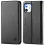 SHIELDON iPhone 11 Case, iPhone 11 Wallet Case, Genuine Leather Magnetic Cover Kickstand RFID Blocking Card Slot with TPU Shockproof Protective Cover Compatible with iPhone 11 (6.1 Inch, 2019) - Black
