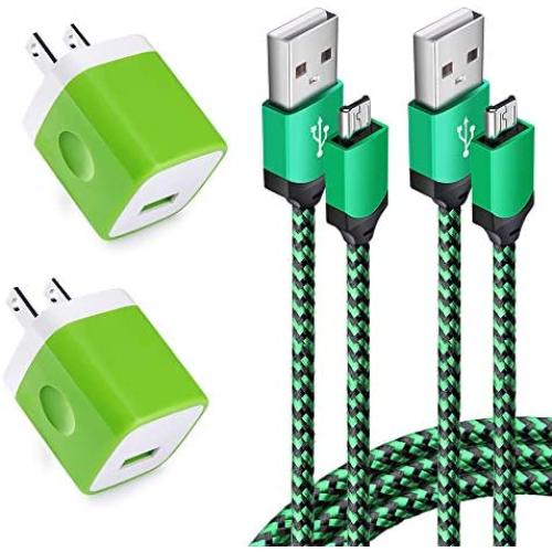 Android Wall Charger Micro Cable Kit,One Port Charging Head Plug Block with 6ft Micro USB Cord Compatible Samsung Galaxy S7 S6 Active J3 J7 J8, HTC, LG K50S K20 K30, Google Nexus 10 7 9, Android Phone