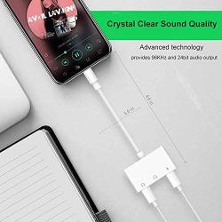 Headphone Jack Adapter,3 in 1 Dual 3.5mm Headphone and Charger Audio Adapter Splitter, Earphoen Splitter for iPhone 11/X/XR/8/8 Plus/7/7 Plus(Fast Charging)