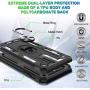 LG Stylo 5 Case, LG Stylo 5 Plus Case, LG Stylo 5V Case with Tempered Glass Screen Protector [2Pack], Jshru Military Grade Protective Phone Case with Ring Car Mount Kickstand for LG Stylo 5X Black